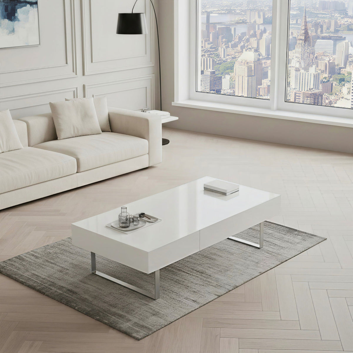 Rectangular Coffee Table With Hidden Storage
