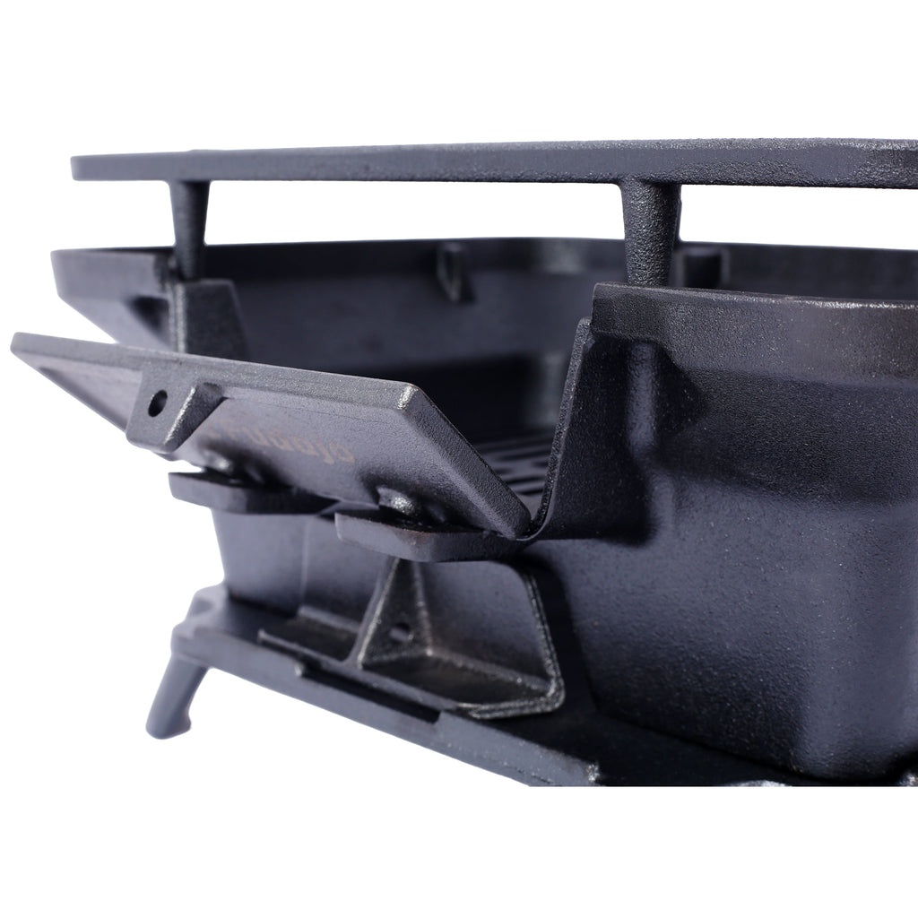 Oval Cast Iron Grill with Enamel Coating - Charcoal Tabletop Skillet