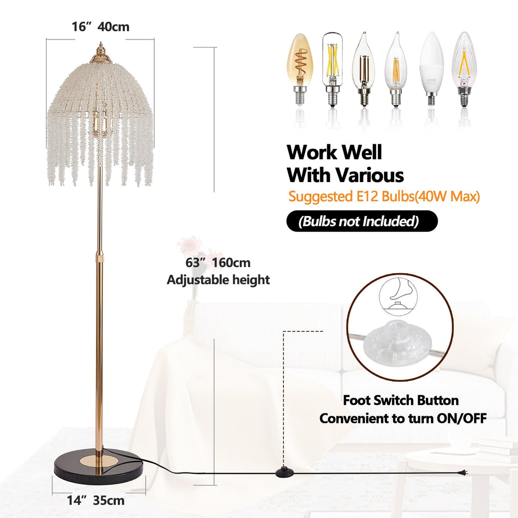 3-Light Elegant Crystal Floor Lamp – Vintage Waterfall Design