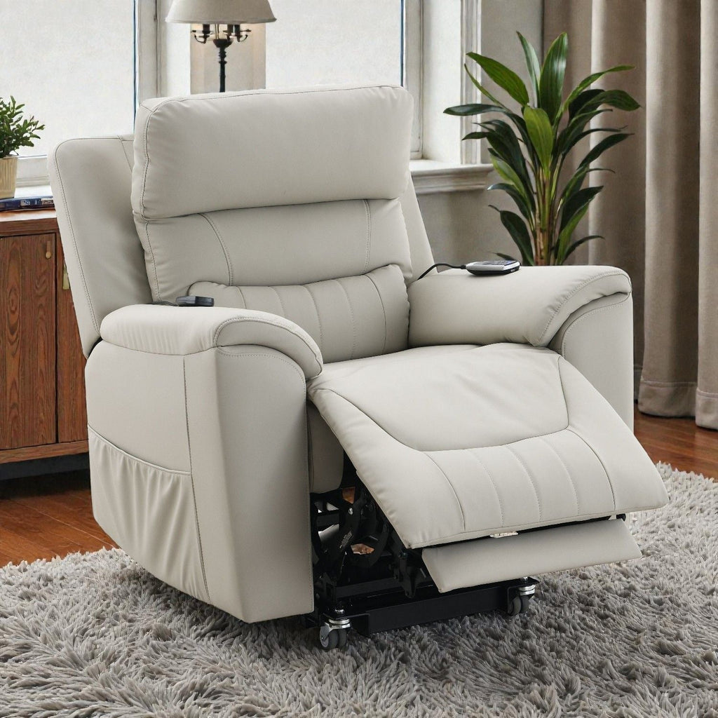Marsha Power Motion Recliner with Lift, Heating, and Massage - Light Gray