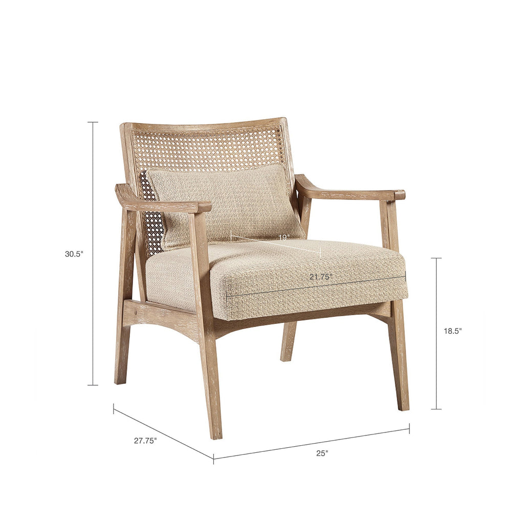 Cane Back Upholstered Accent Chair