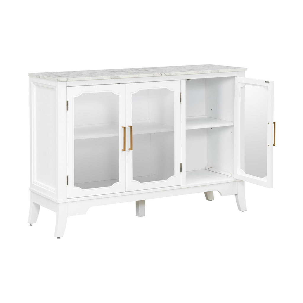 Storage Cabinet 3 Doors Stylish Style White