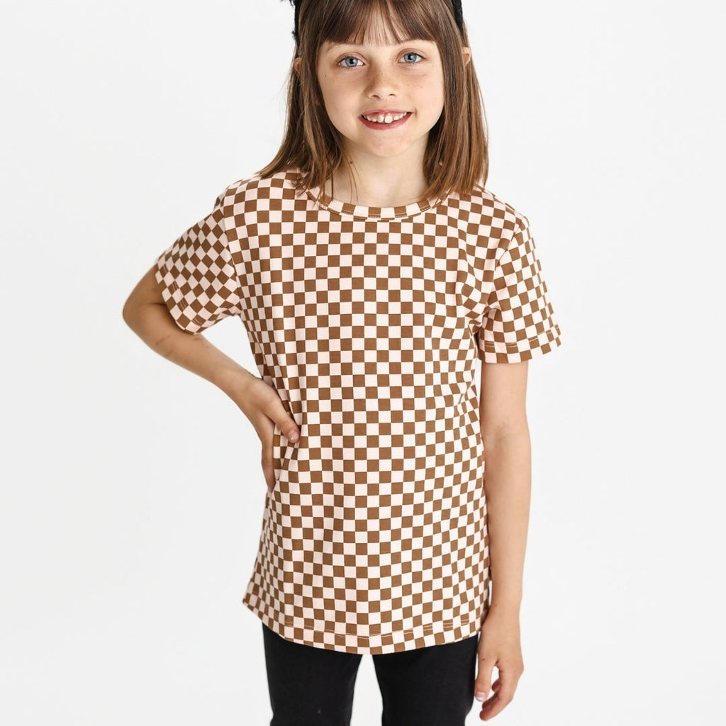 Baby/Kids' Bamboo All-Over Print T-shirt | Blush Checkers