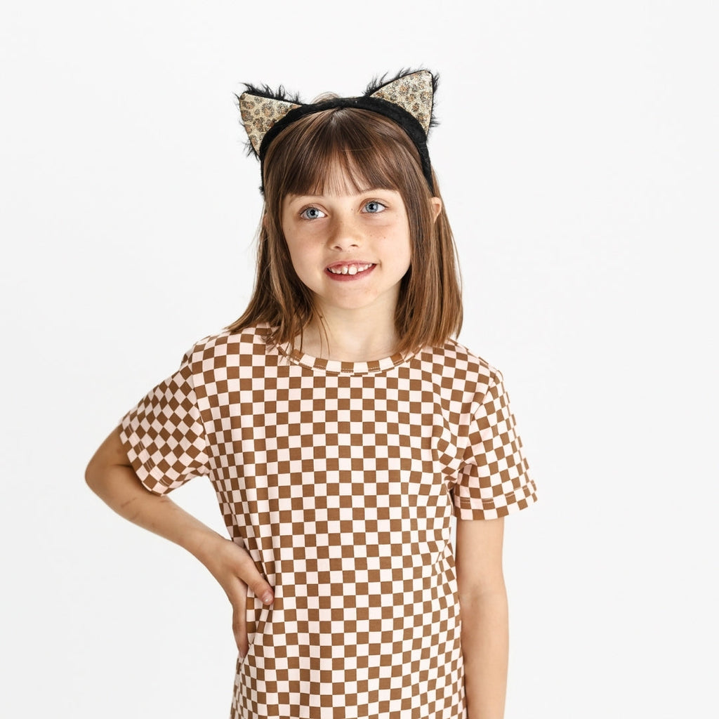 Baby/Kids' Bamboo All-Over Print T-shirt | Blush Checkers