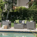 Puerta 4-Piece Outdoor Furniture Set with Water-Resistant Cushions - Rattan