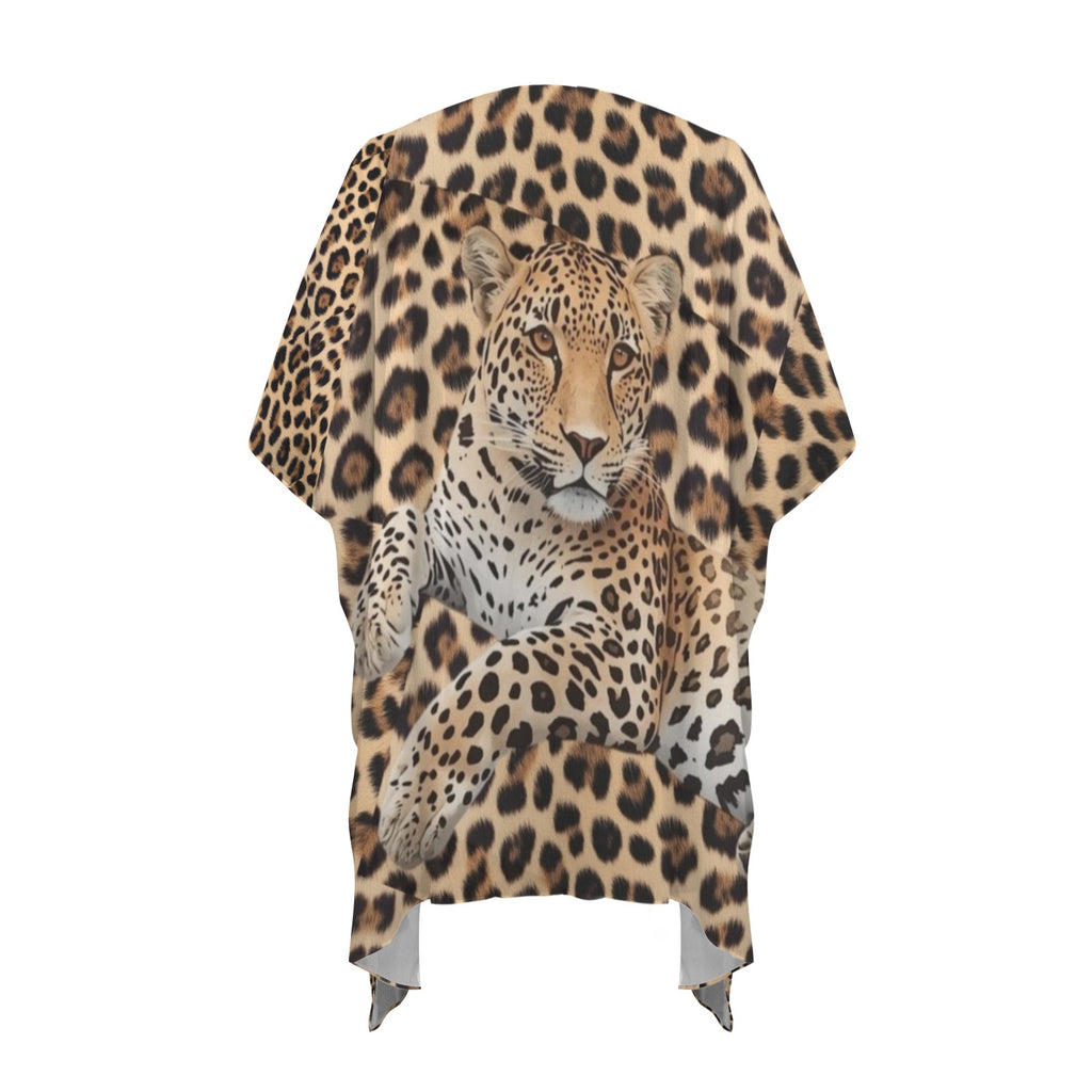 Leopard Lore Chiffon Kimono - Women's Long Wrap - Exclusive to Back Alley