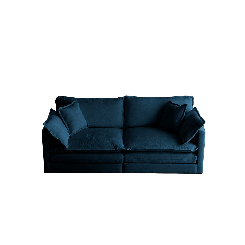 Modern Blue Fabric Loveseat Sofa with Solid Wood Frame - Blue