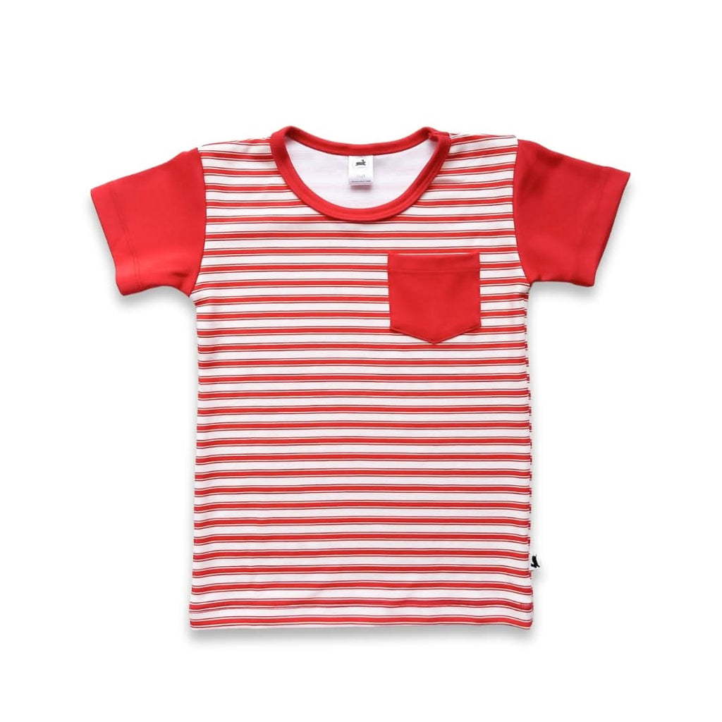 Baby/Kids' Bamboo Pocket T-Shirt | Berry Stripe