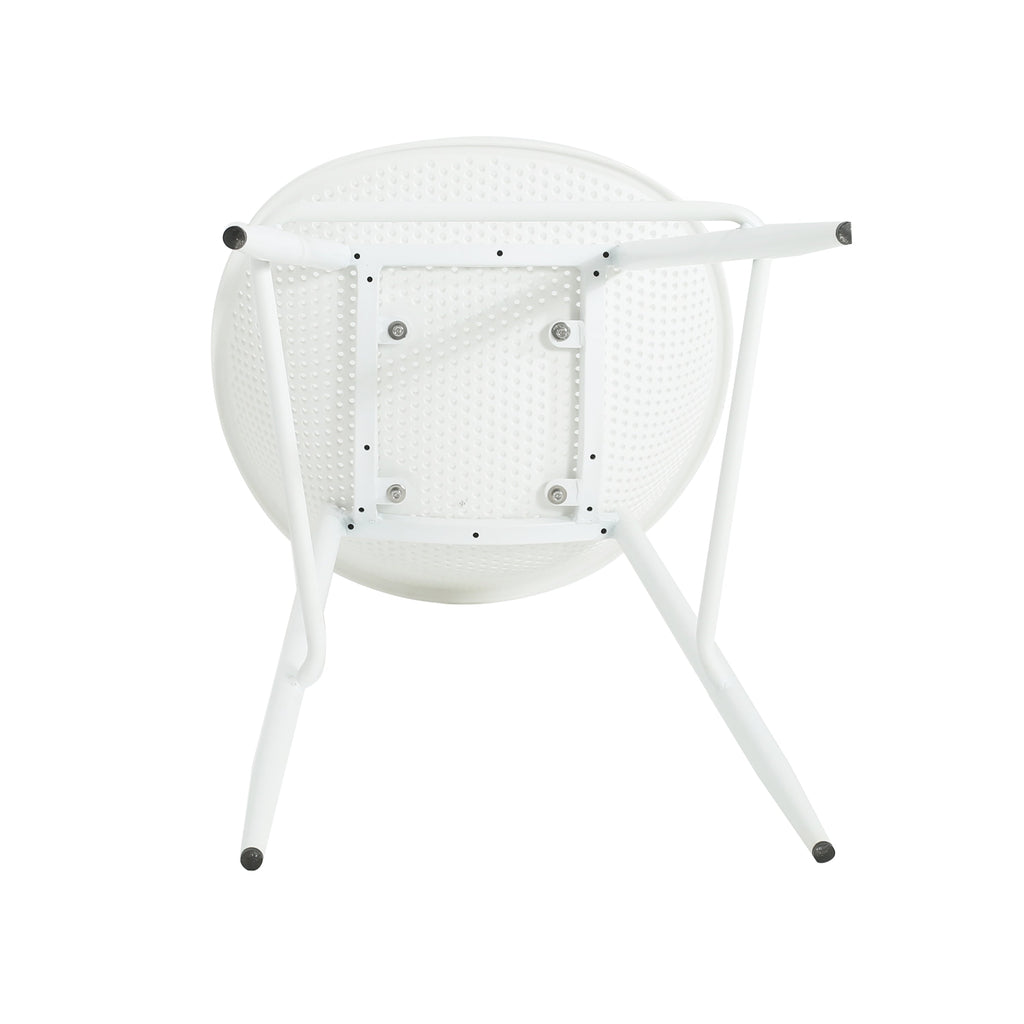 Modern Gable Outdoor Barstool Set of 2 with Perforated Design - White