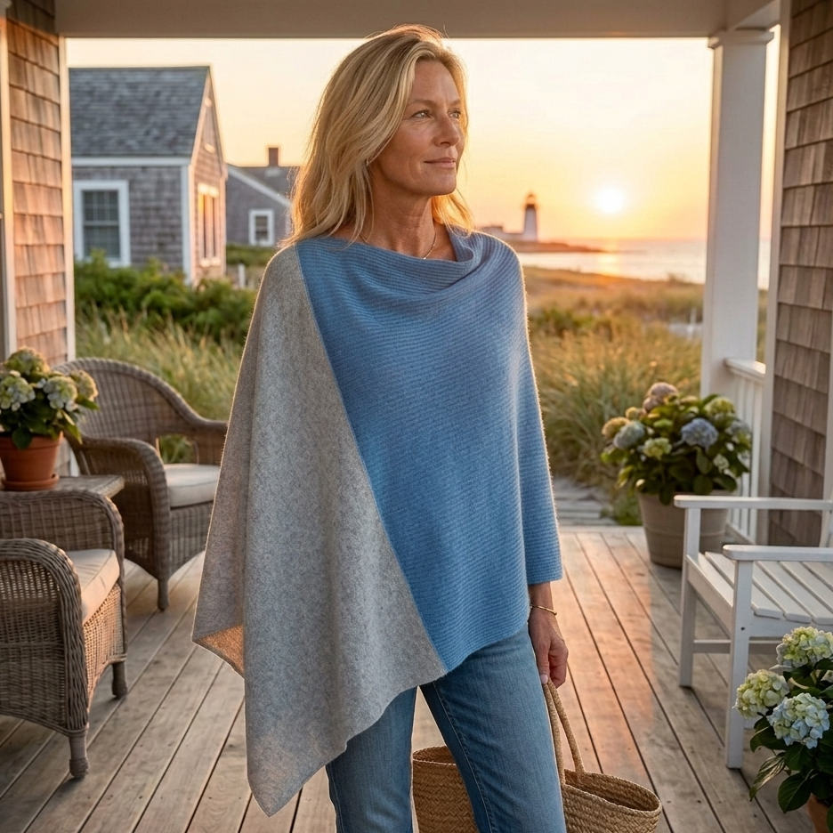 CASHMERE TWO TONE PONCHO