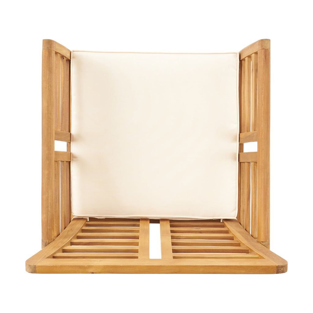 Caydon 2 Club Chairs + Table Outdoor Set with Slat Panel Design - Natural Wood