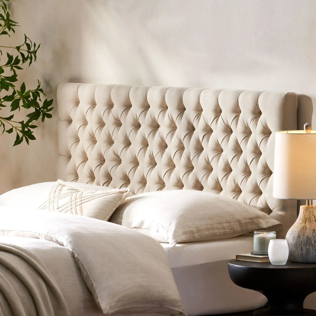 Annecy Contemporary Upholstered Headboard with Diamond Tufting and Adjustable Height - Queen