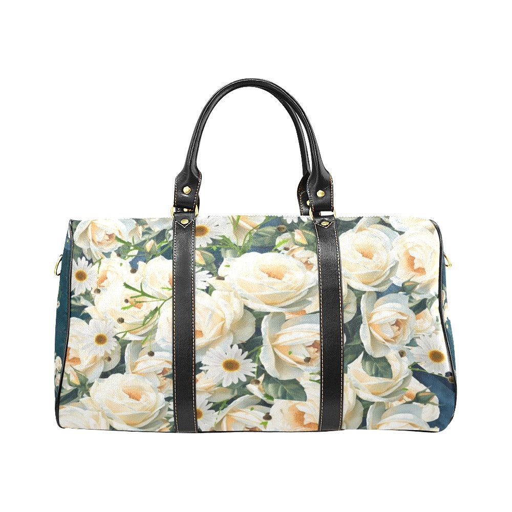Cream Roses on Navy Large Travel Bag — Back Alley Exclusive