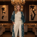 Floribunda & Indigo Chiffon Kimono - Lightweight Wrap - Back Alley Exclusive