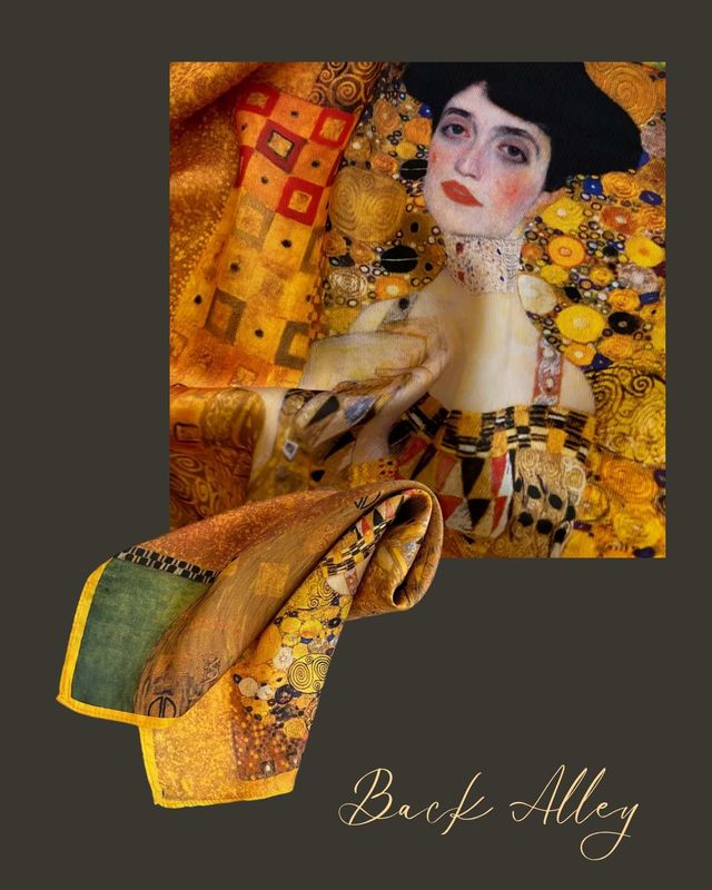 Klimt Art Print Vintage Elegant Scarf