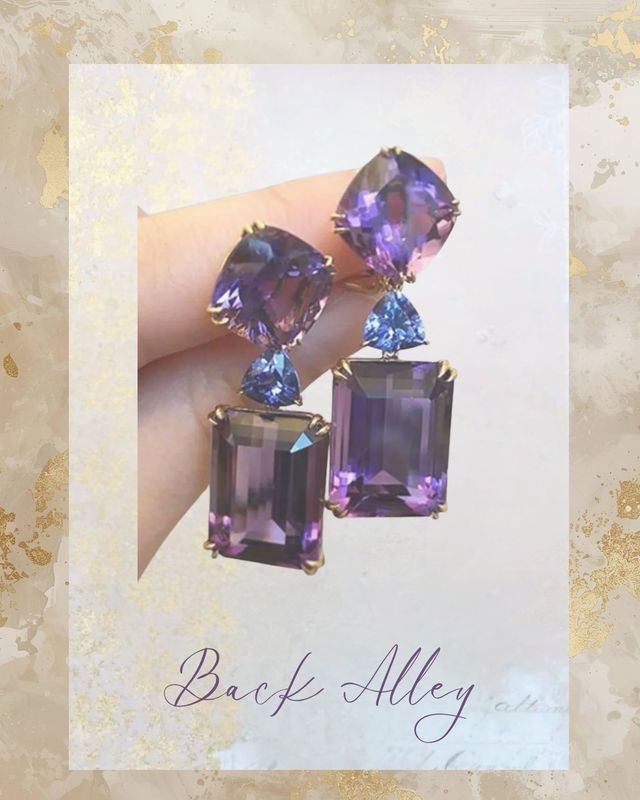 Sparkling-Purple-Rectangular-Zirconia-Drop-Earrings-