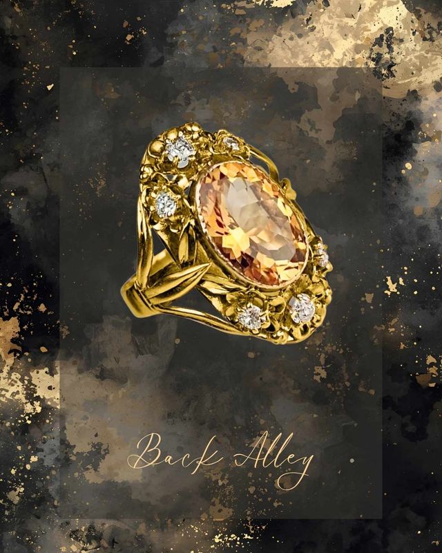 Beautiful Bohemian 14 KT Gold Plated Simulated Yellow Topaz Ring