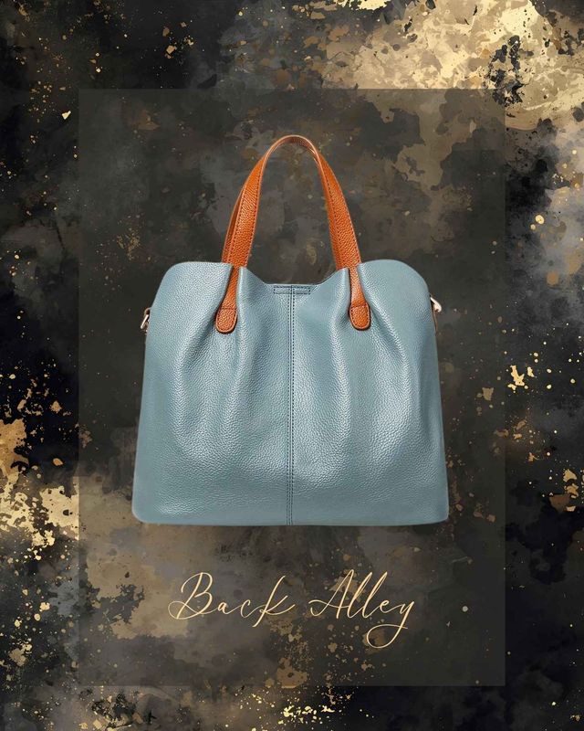 Luxury Two Tone Genuine Leather Tote Bag