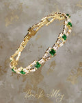 18K Gold Plated Tennis Bracelet - Emerald & CZ