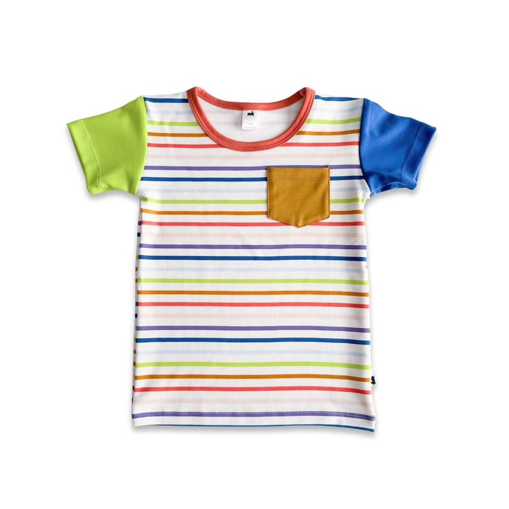 Baby/Kids' Bamboo Pocket T-Shirt | Blue Smilies