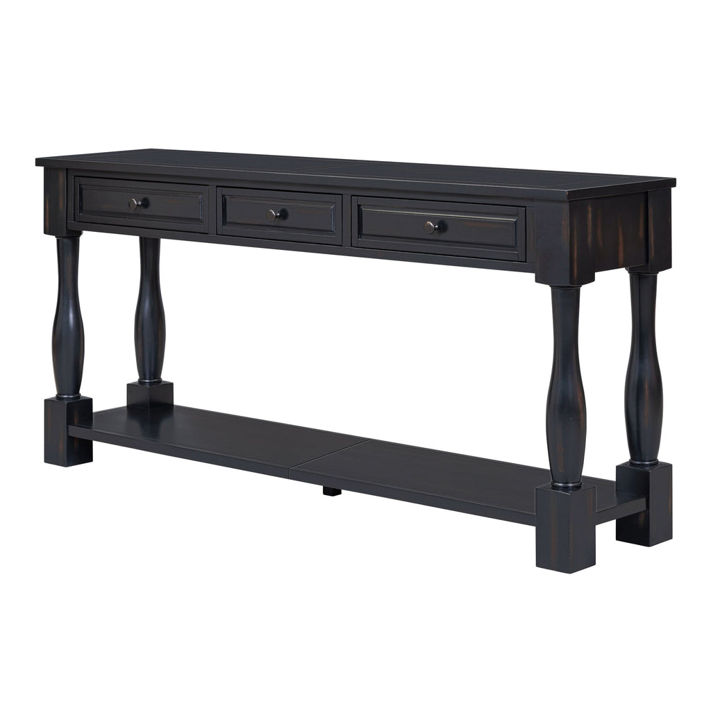 63" Console Table with Drawers and Shelf - Espresso
