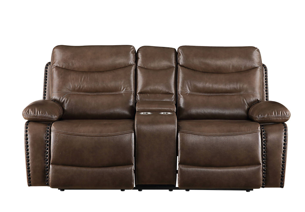 Aashi Leather Gel Match Recliner Loveseat - Brown