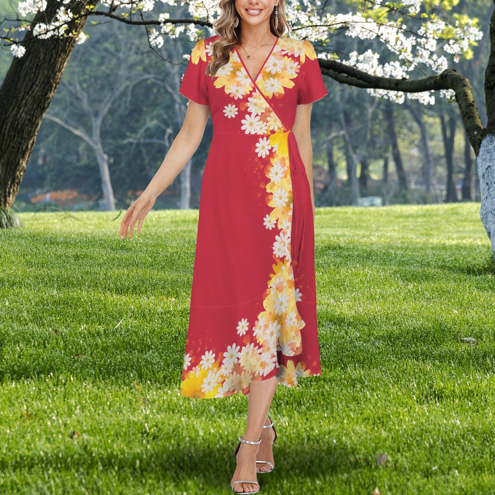 Hearts And Daisies - Design Exclusive to Back Alley - Dress with Ruffle Hem