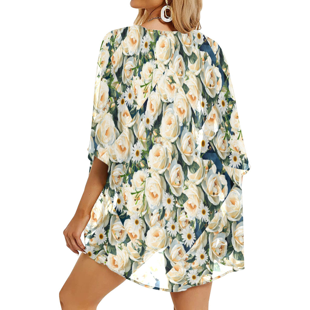 More Roses and Daisies Chiffon Kimono — Back Alley Exclusive