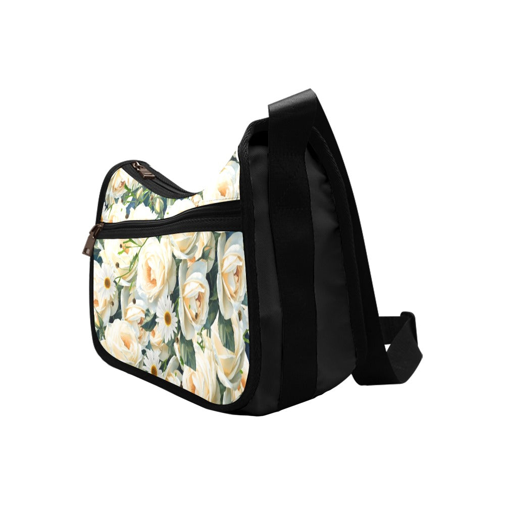 Floribunda and Indigo All Roses and Daisies Shoulder Bag — Back Alley Exclusive