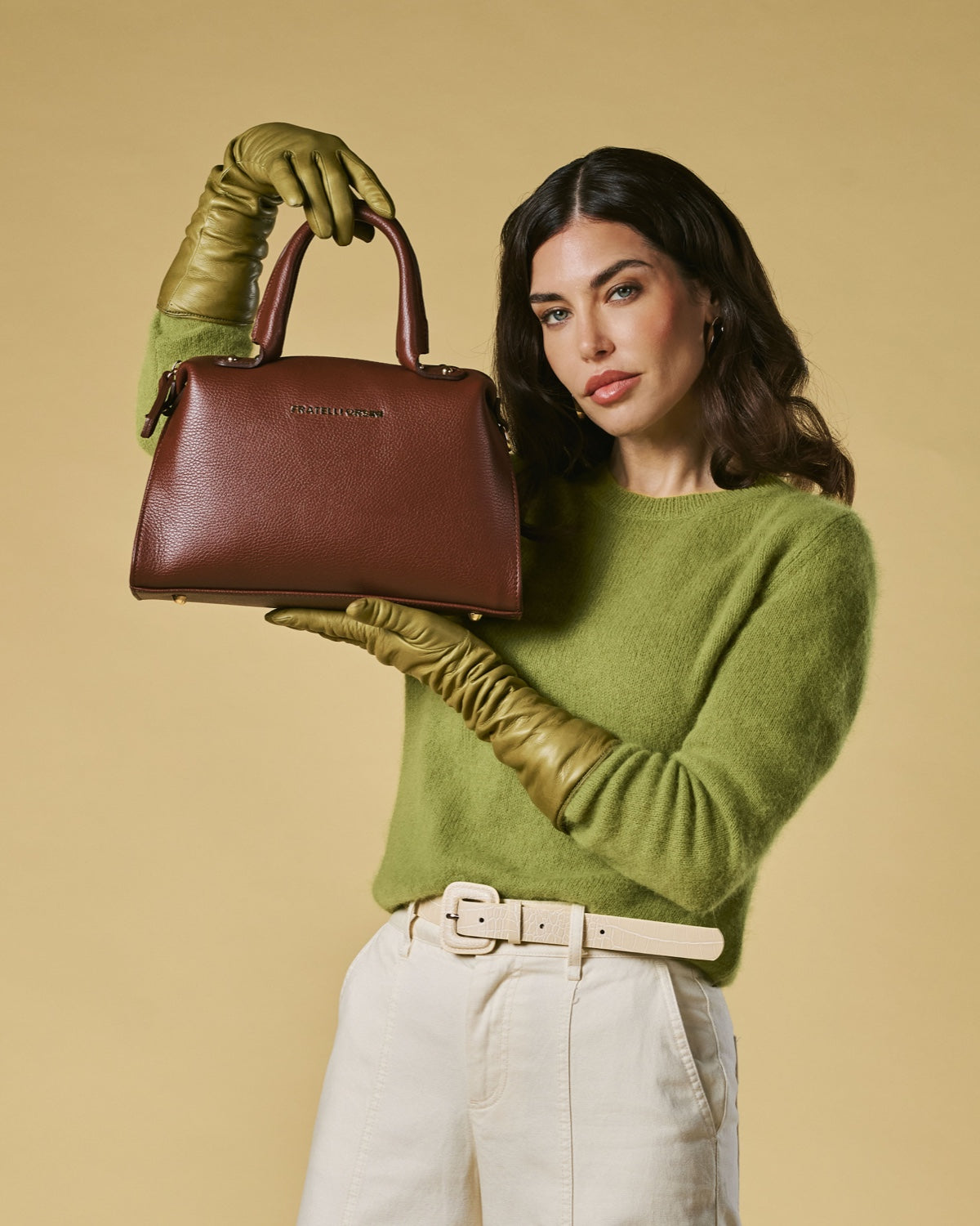 Zita (brown) - Italian calf leather women's handbag (with shoulder strap)