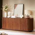 Walnut Sideboard Storage Cabinet with Wave Pattern - 64" Wide