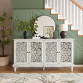 Antique Buffet Cabinet with Floral Carvings and Solid Wood Legs - Antique Grey White