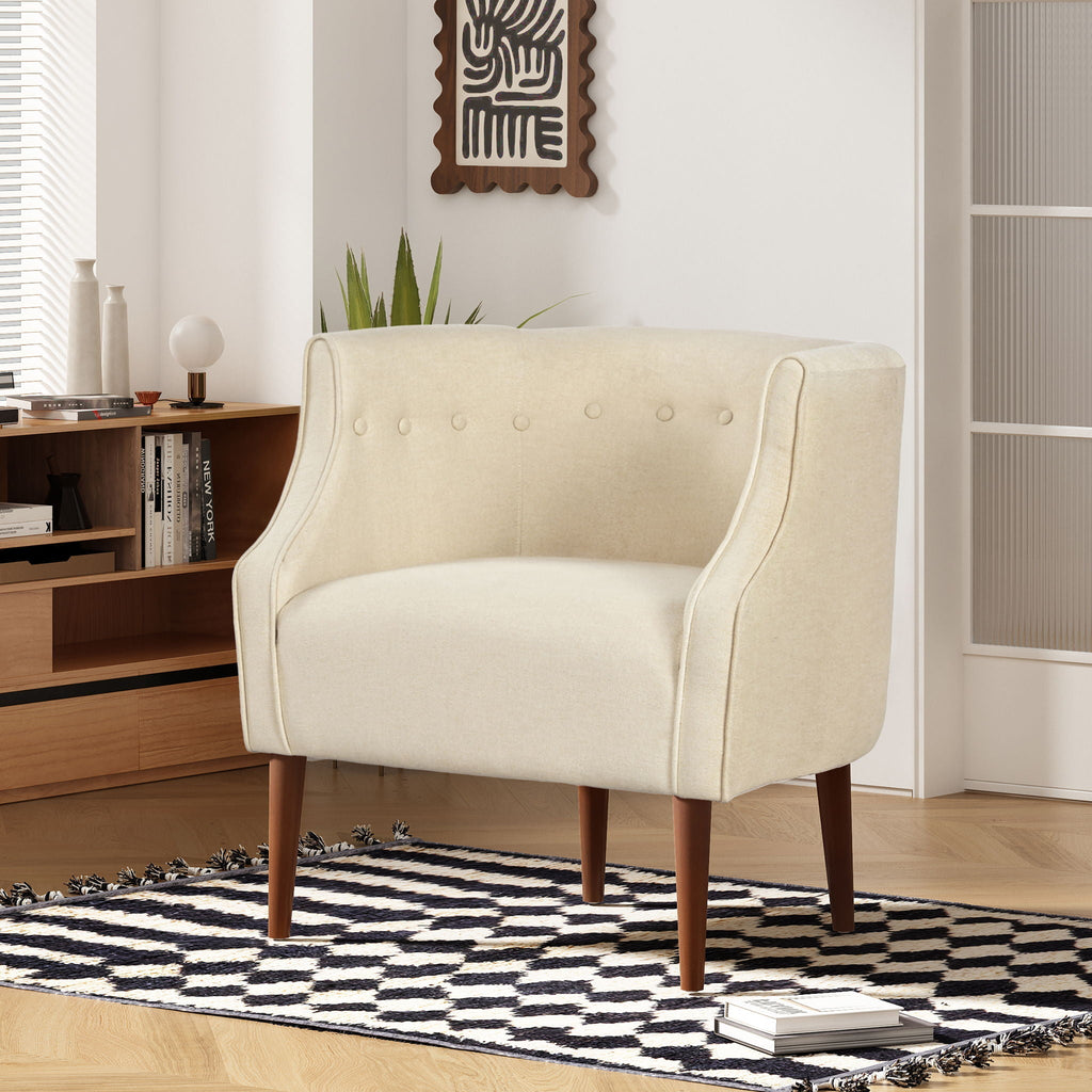 Contemporary Upholstered Club Chair with Button Tufting - Blue, Light Blue, Green, Beige