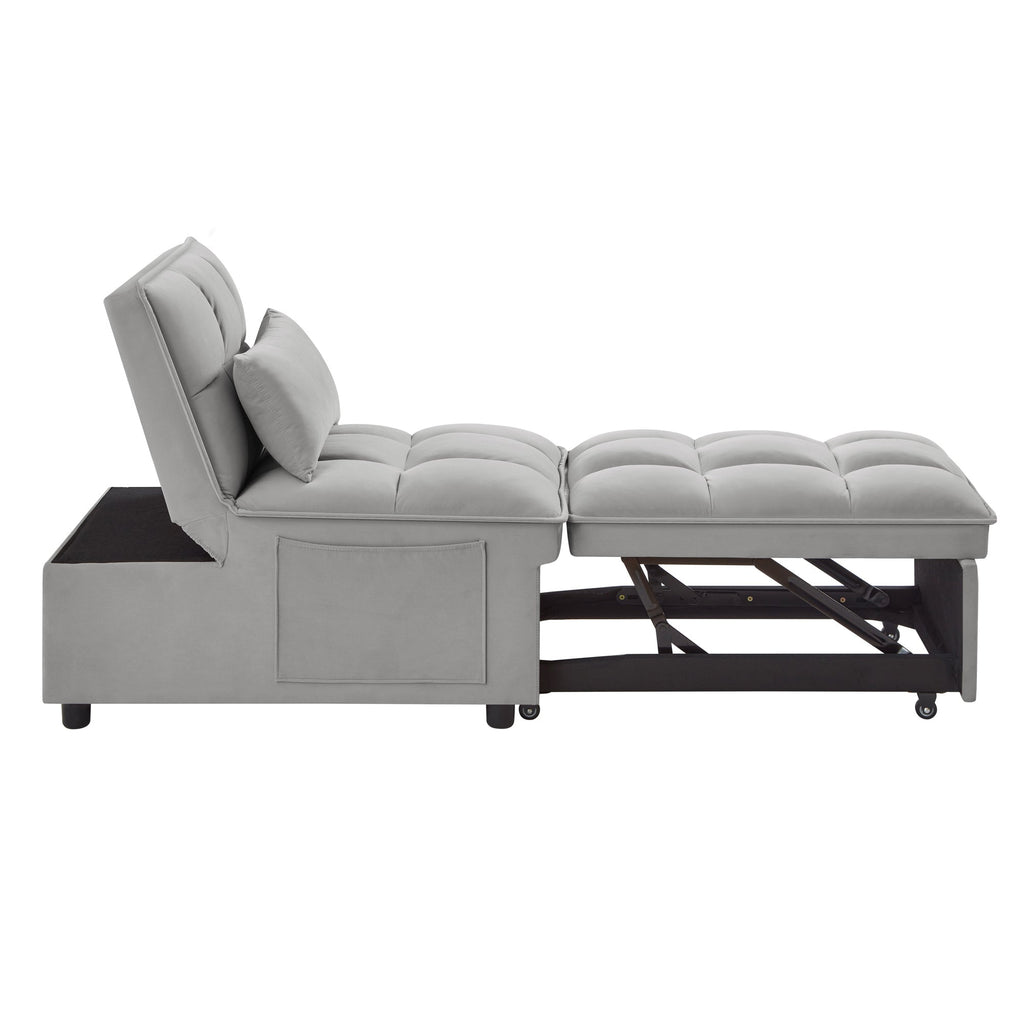 4 in 1 Multi-Function Single Sofa Bed with Adjustable Backrest - Gray