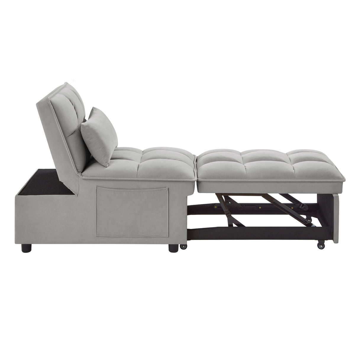 4 in 1 Multi-Function Single Sofa Bed with Adjustable Backrest - Gray
