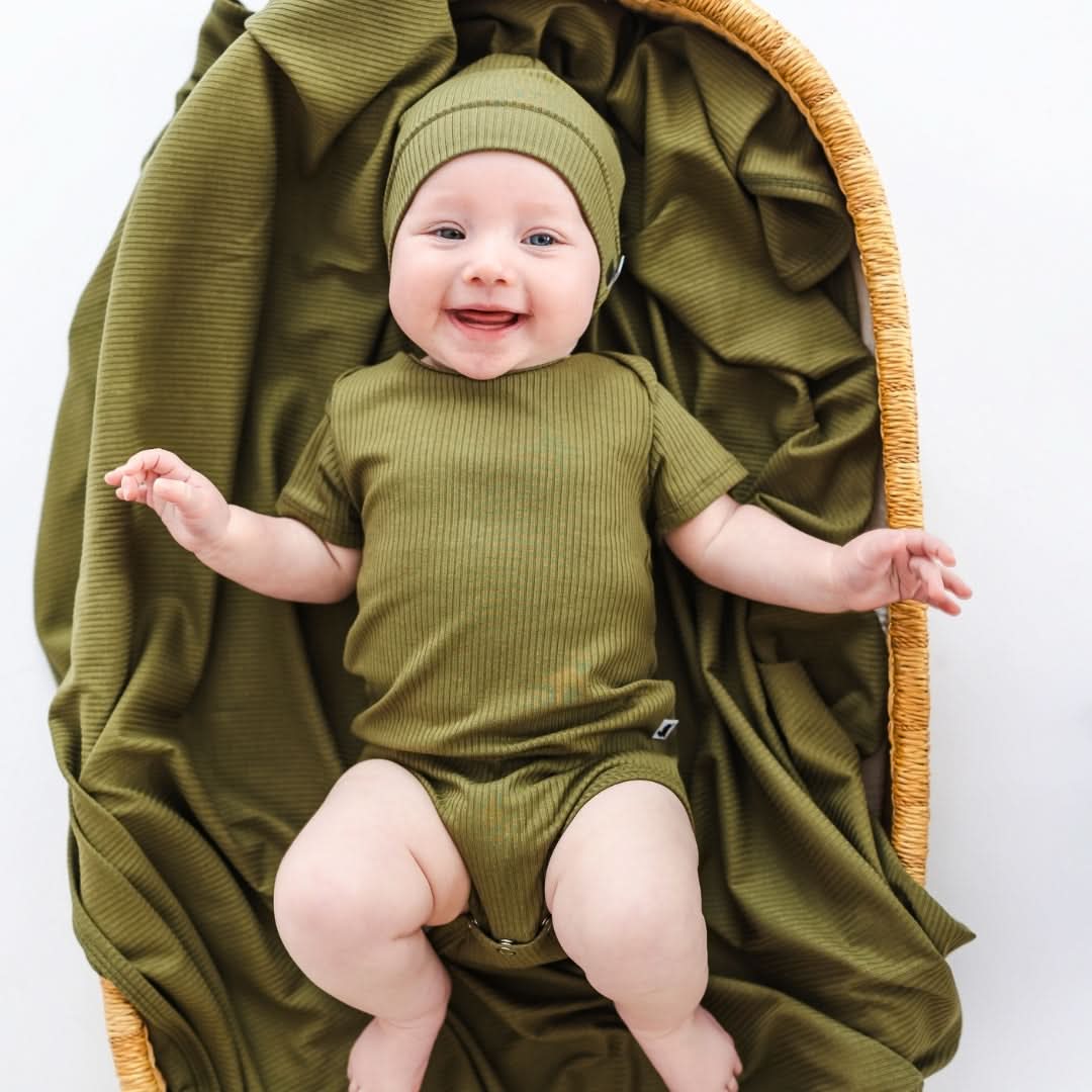 Baby Bamboo Bodysuit | Olive Rib