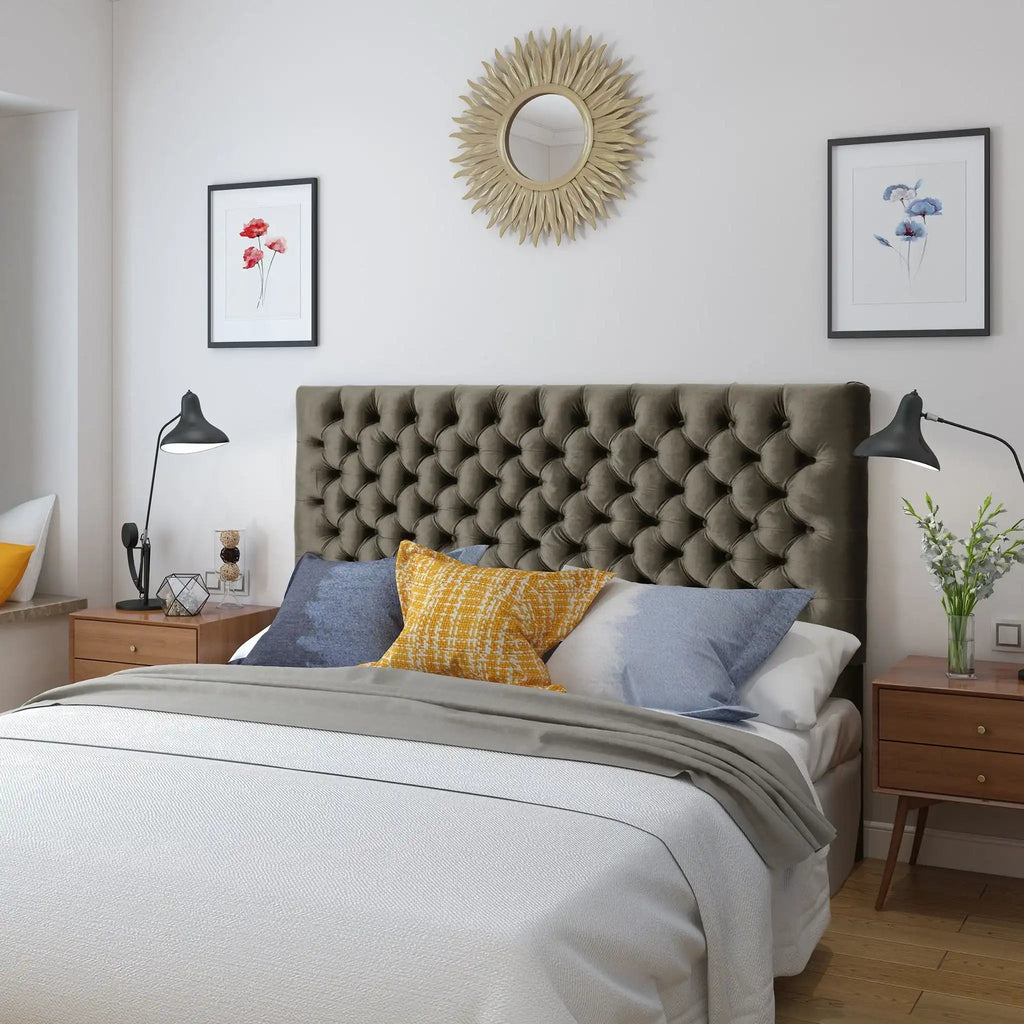 Annecy Contemporary Upholstered Headboard with Diamond Tufting and Adjustable Height - Queen