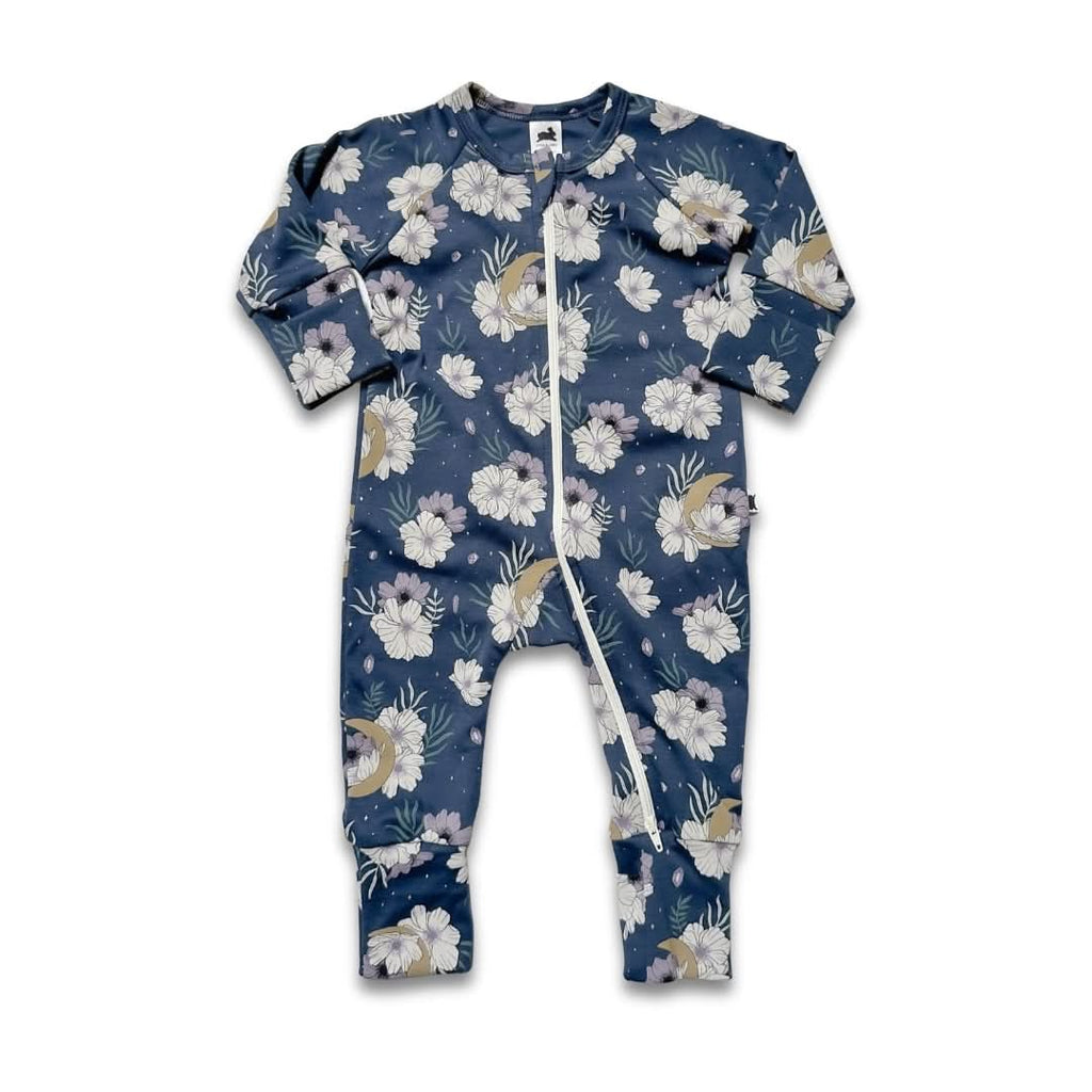 Bamboo Baby Zipper Footed Bodysuit | Outer Space