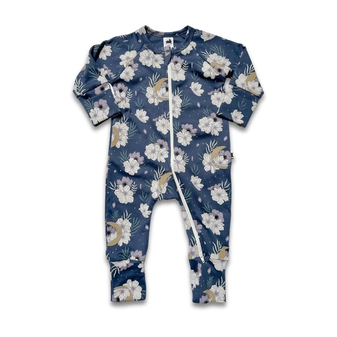 Bamboo Baby Zipper Footed Bodysuit | Outer Space
