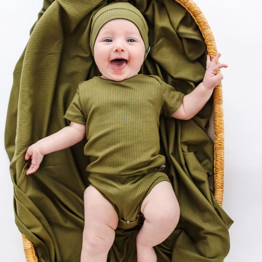 Baby Bamboo Bodysuit | Olive Rib