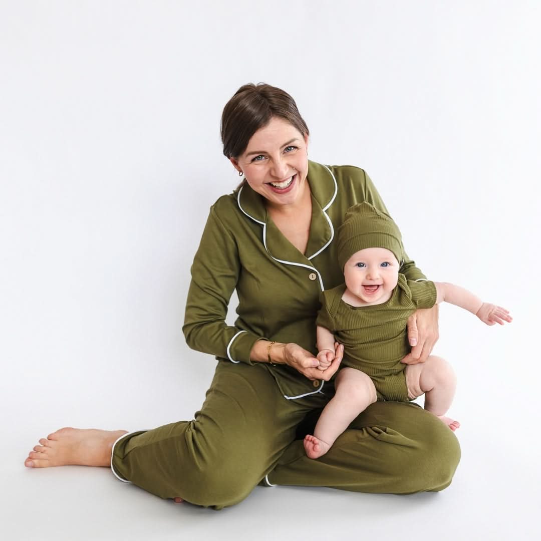 Baby Bamboo Bodysuit | Olive Rib