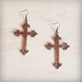 Burnished Copper Cross Earrings 200br