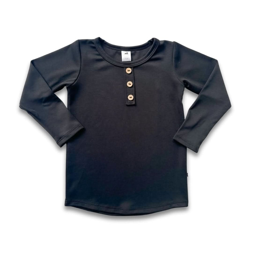 Baby/Kids' Bamboo Long Sleeve Henley | Black