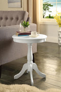 White Wooden Accent Table with Turned Pedestal - Alger