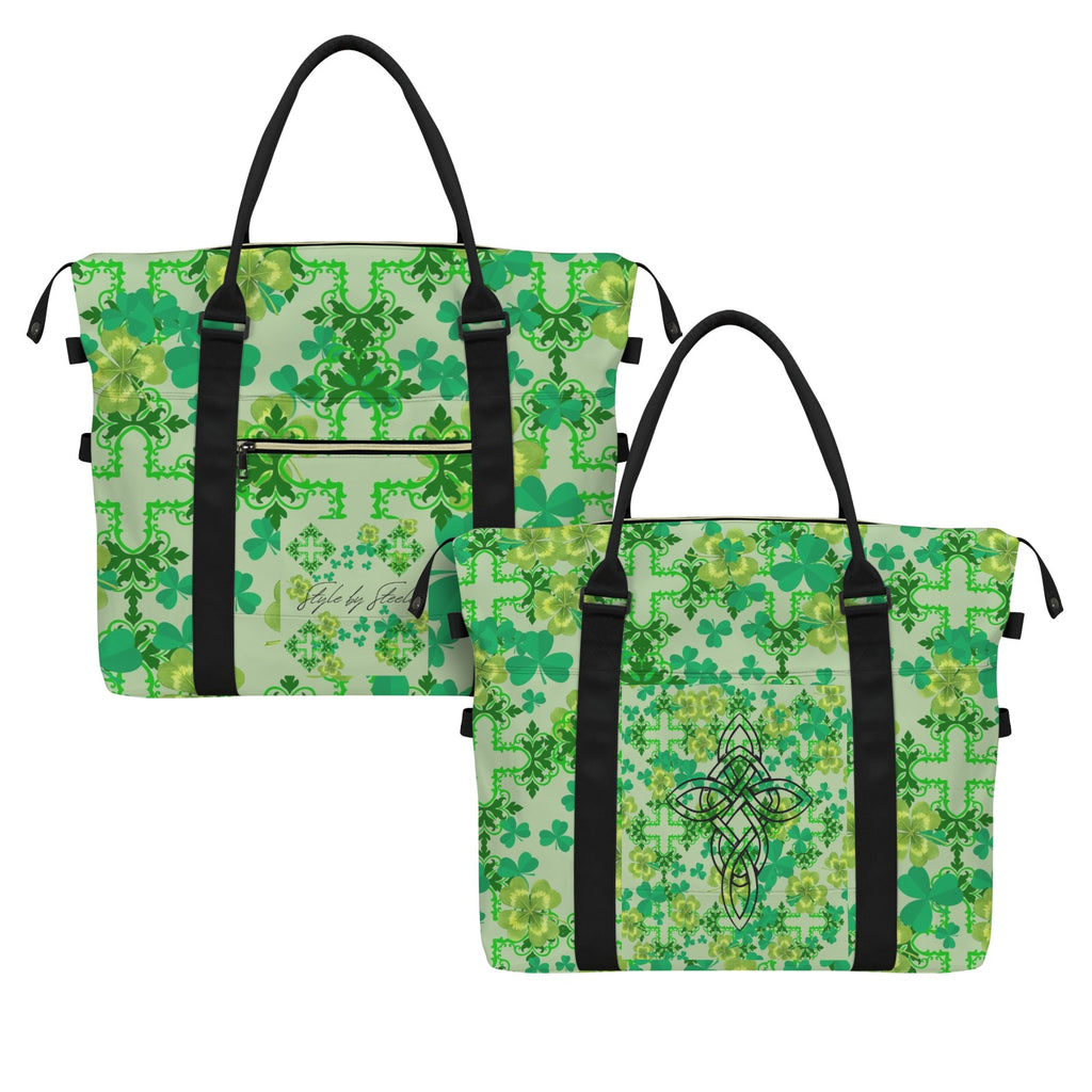 Clover & Celtic Crosses Large Travel Bag - Carry-On with Trolley Sleeve