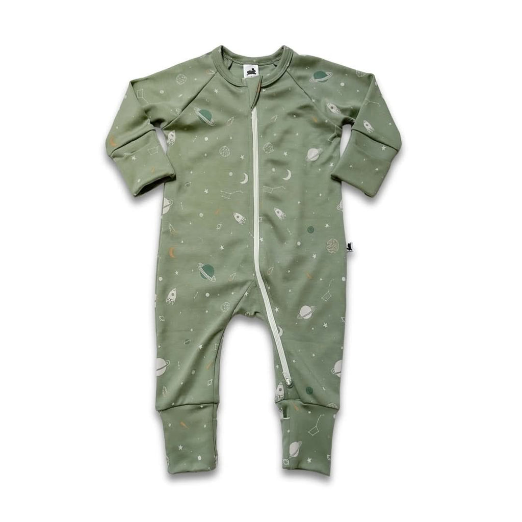 Bamboo Baby Zipper Footed Bodysuit | Outer Space
