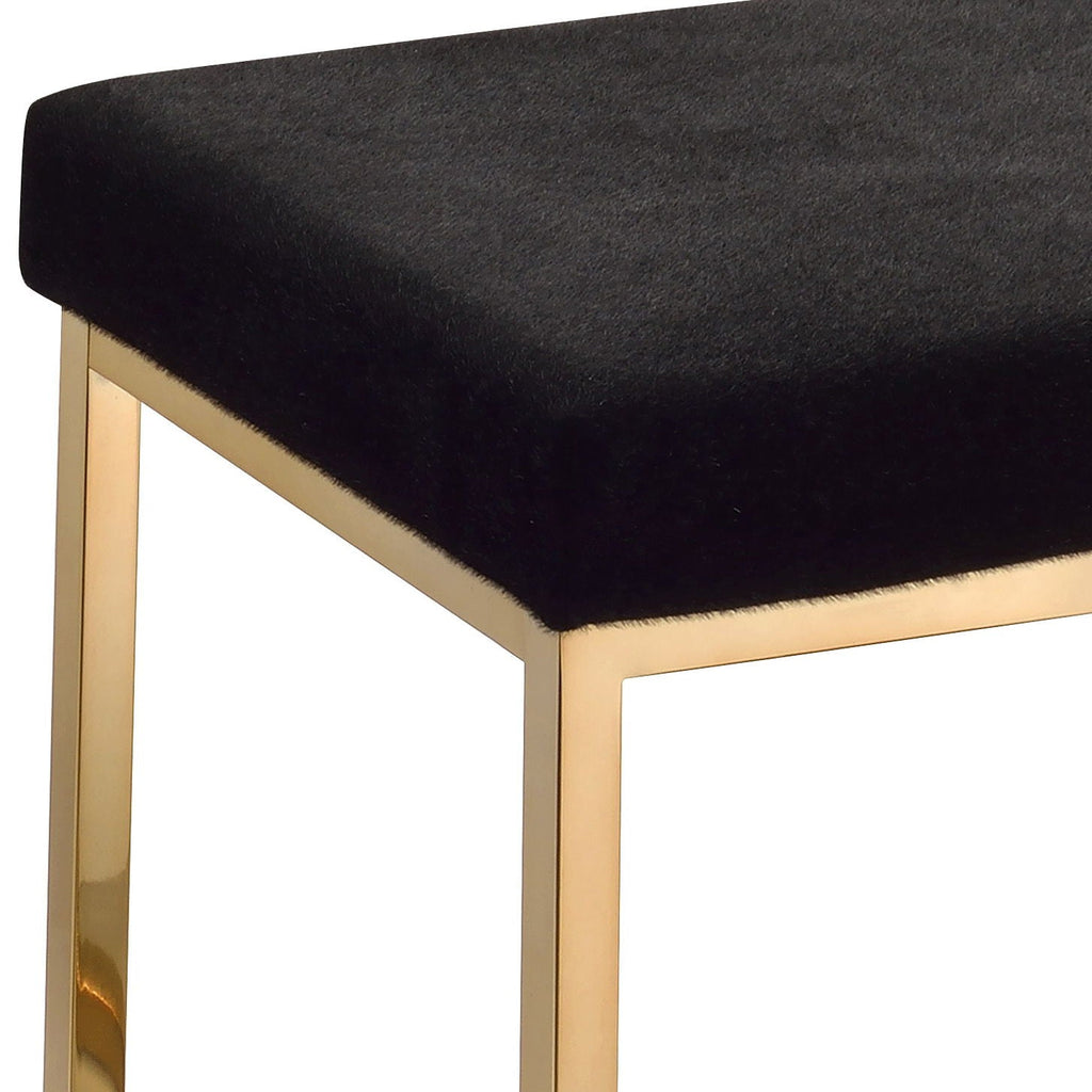 Black Upholstered Bench with Gold Metal Base - Boice