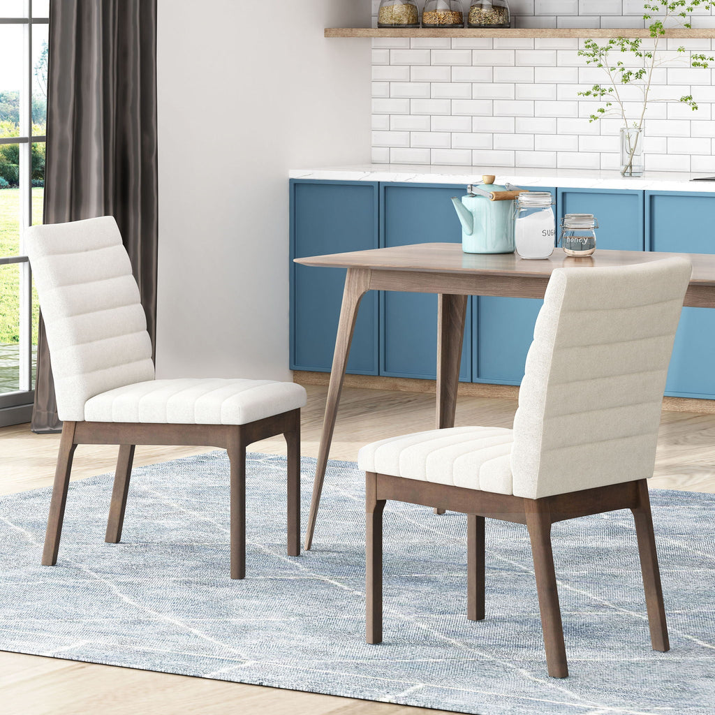 Upholstered Dining Chairs With Rubber Legs (Set of 2)