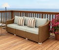 Rattan Wicker Outdoor Sofa with Cushions and Throw Pillows