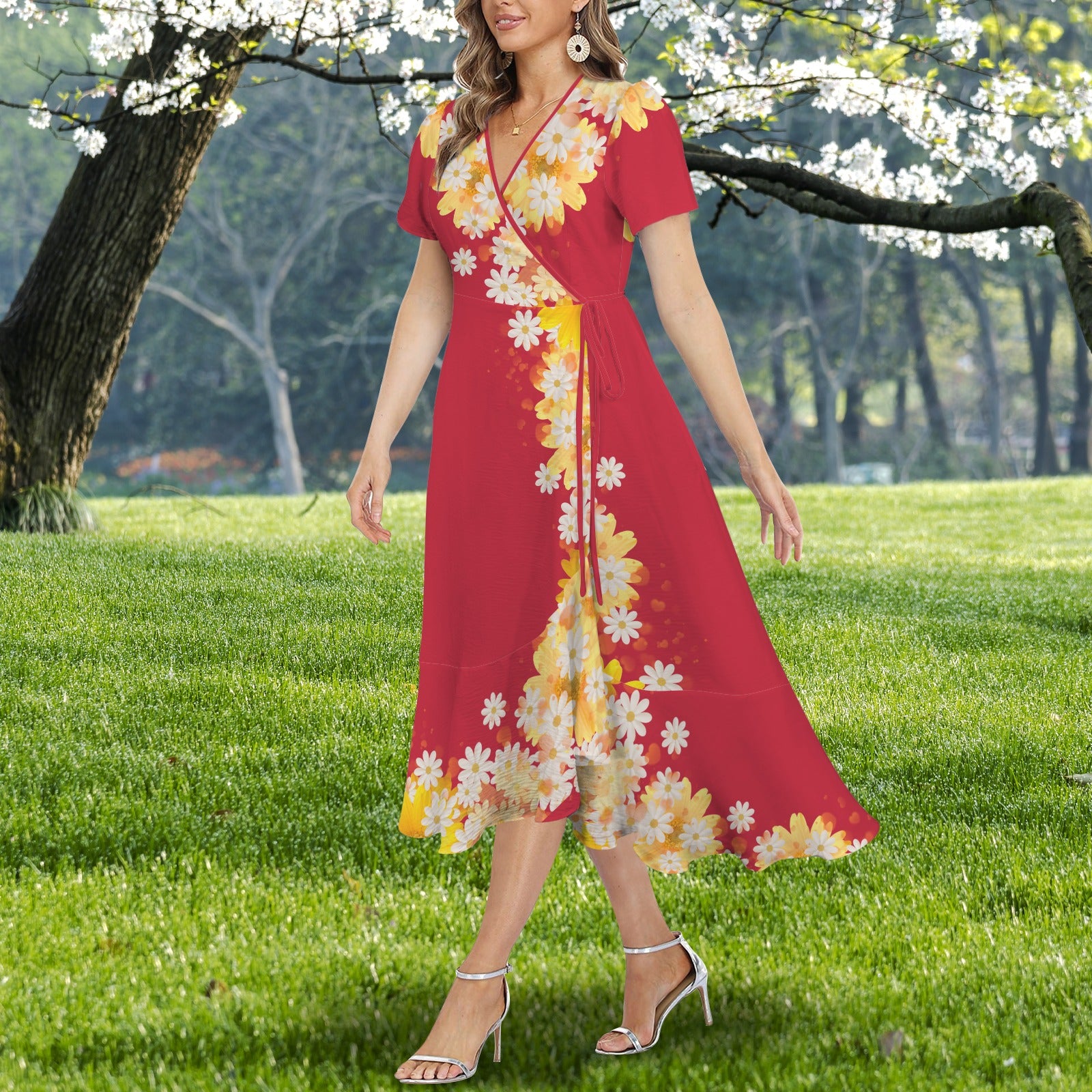 Hearts And Daisies - Design Exclusive to Back Alley - Dress with Ruffle Hem
